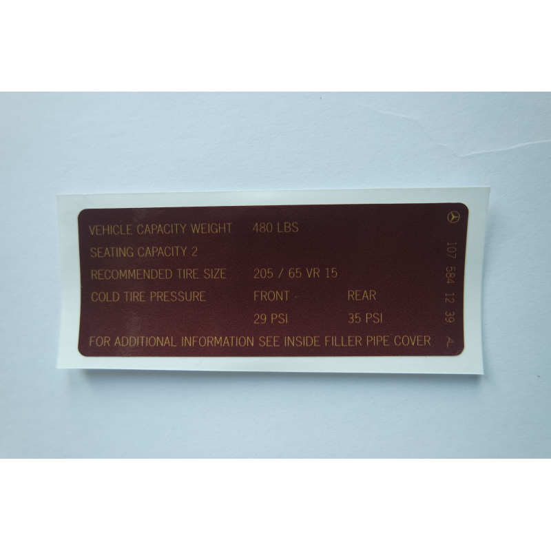 Sticker Tire pressure